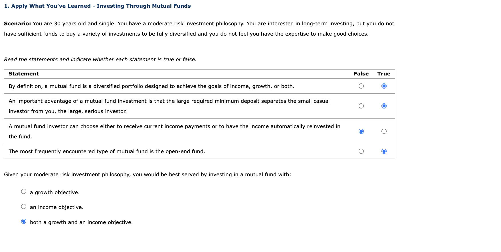 1 Apply What You Ve Learned Investing Through Mutual Funds Scenario You Are 30 Years Old And Single You Have A Mode 1