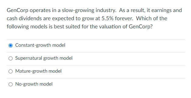Gencorp Operates In A Slow Growing Industry As A Result It Earnings And Cash Dividends Are Expected To Grow At 5 5 Fo 1
