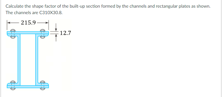 Calculate The Shape Factor Of The Built Up Section Formed By The Channels And Rectangular Plates As Shown The Channels 1