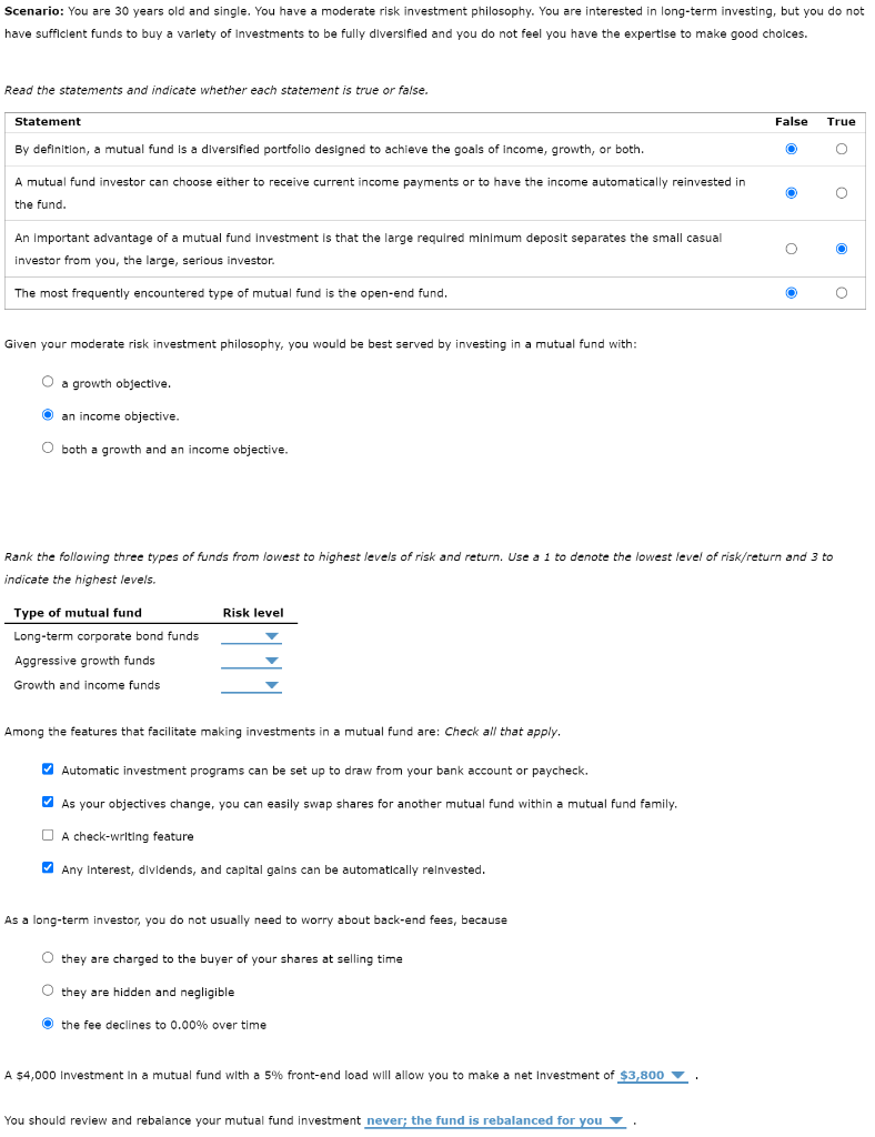 Scenario You Are 30 Years Old And Single You Have A Moderate Risk Investment Philosophy You Are Interested In Long Te 1
