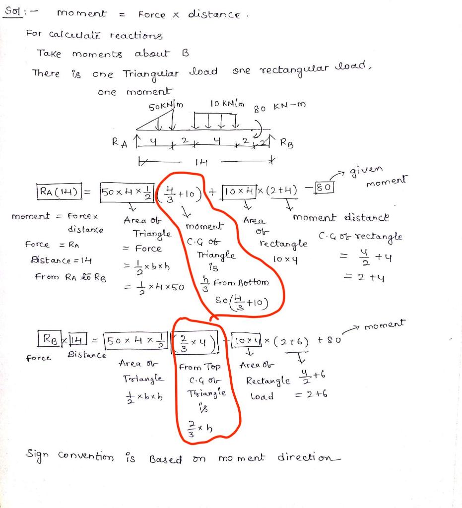 Why Is The Moment For The Triangle 4 3 For Take Moment At B And 2 3 For Take Moment At A Why Are We Adding 10 To 4 1
