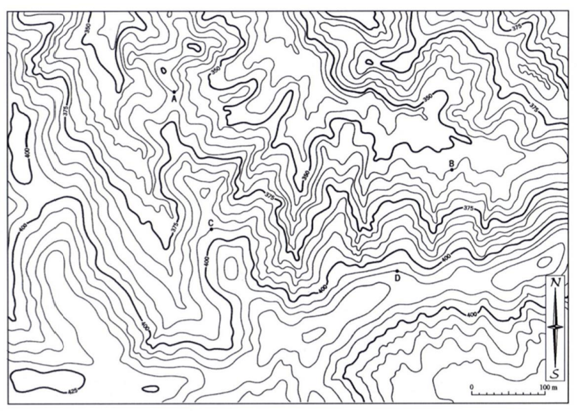 Identify The Levels Of Points A B C And D Of The Following Contours 1