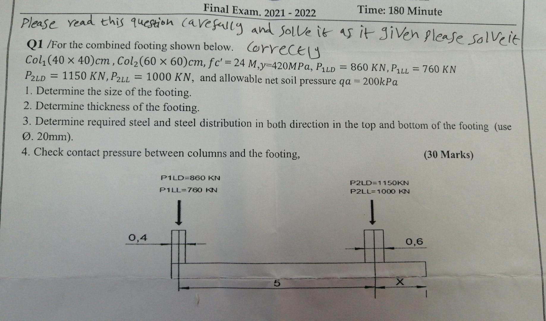 Time 180 Minute Final Exam 2021 2022 Please Read This Question Carefully And Solve It As It Given Please Solveit Q1 Fo 1