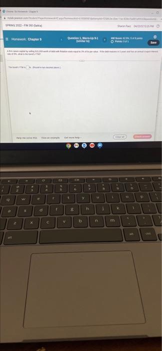 Spring 2022 Fin 310 Saikia Sharon P0421 22 02 04 Homework Chapter 9 Question 1 Warm Up 9 1 Similar To Hw Score 3