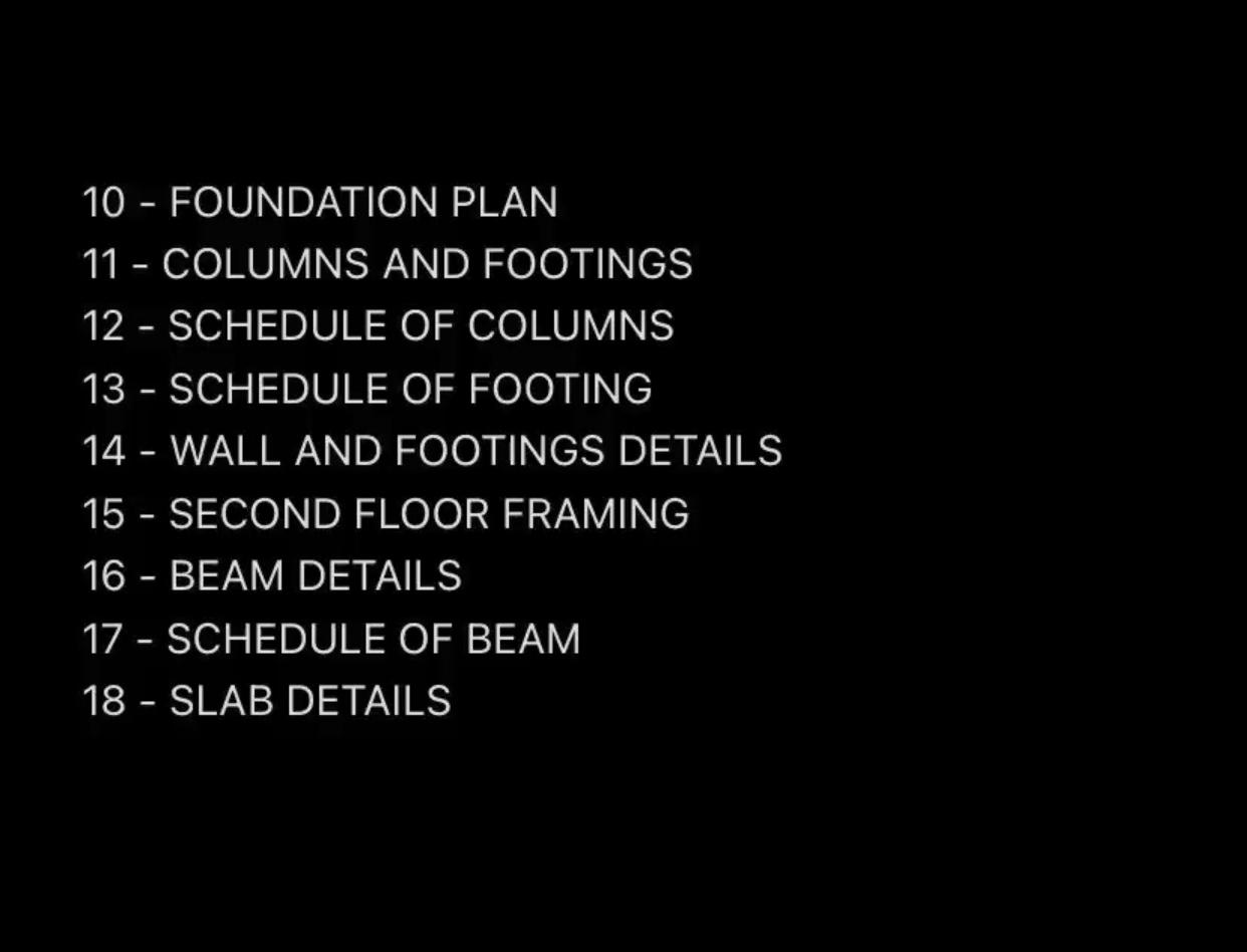10 Foundation Plan 11 Columns And Footings 12 Schedule Of Columns 13 Schedule Of Footing 14 Wall And Footings D 1