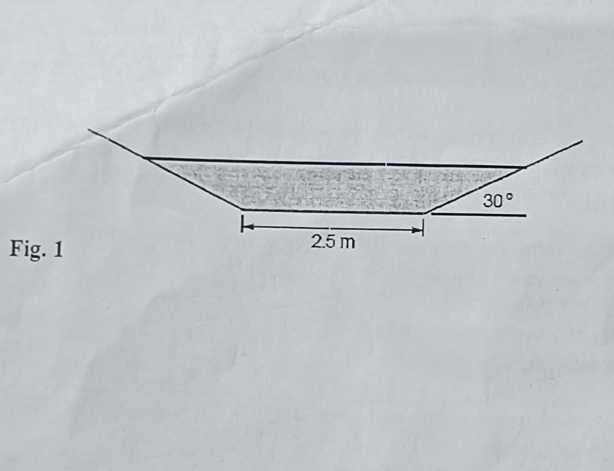 Initial Scour Clo 4 Plo 1 Q6 A A Trapezoidal Channel With The Geometry Shown In Fig 1 Carries A Flow Of 25 M S 10 2