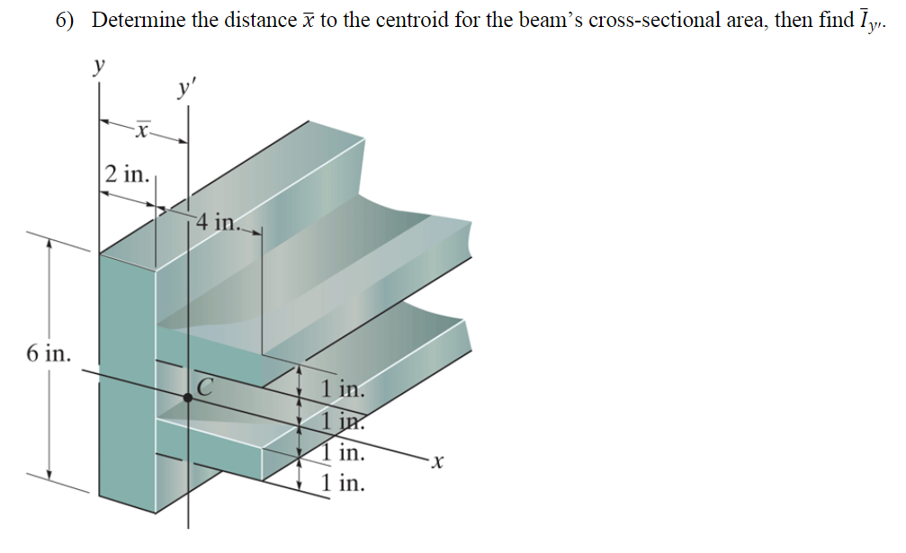 6 Determine The Distance To The Centroid For The Beam S Cross Sectional Area Then Find Iy 6 In Y 2 In 4 In Calli 1