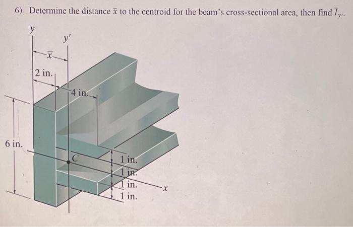 6 Determine The Distance To The Centroid For The Beam S Cross Sectional Area Then Find 7y 6 In 2 In Y 4 In 1 In 1