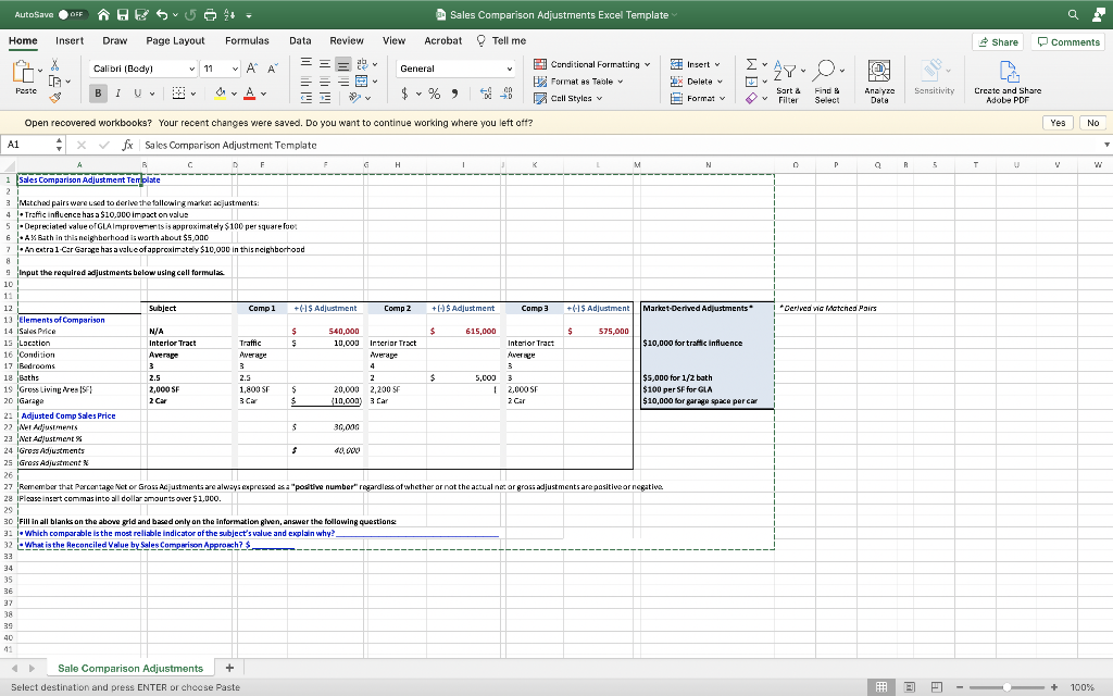 Autosava Off Of Age Suga Sales Comparison Adjustments Excel Template Insert Draw Page Layout Formulas Data Home Revi 1