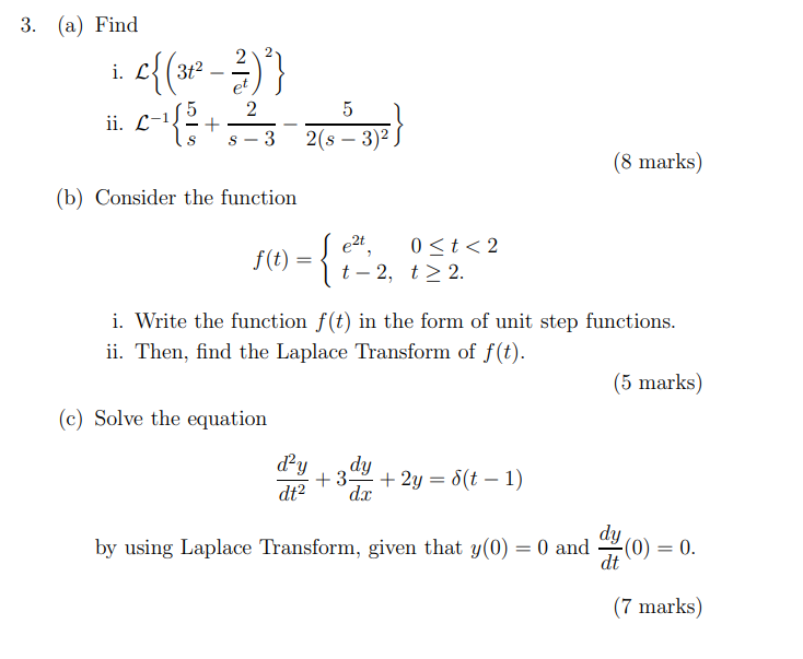 3 A Find 1 C 32 2 I Et 2 5 Ii 1 C 3 3 2 8 3 S B Consider The Function F T E T T 2 Tz 1