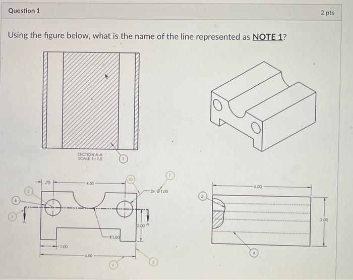 Question 1 Using The Figure Below What Is The Name Of The Line Represented As Note 1 1 00 Section A A Scale 1 15 4 50 1