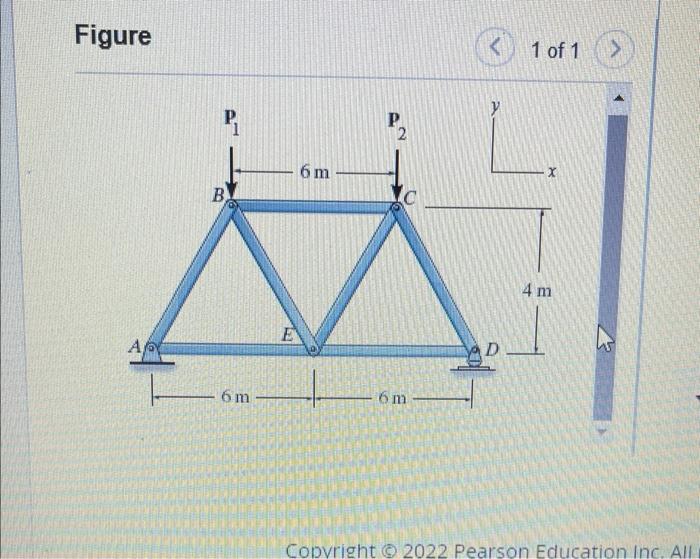 Figure Ap P B 6 M E 6m 6 M K D 1 Of 1 X 4 M Copyright 2022 Pearson Education Inc All Consider The Steel Truss Show 1