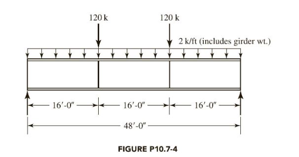 10 7 5 Use Lrfd And Design The Bearing Stiffeners For The Girder Of Problem 10 7 4 Use F 50 Ksi 10 7 4 A Plate Gir 3