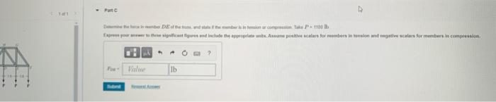 4 Ft C D P 3 Ft 3 Ft 3 Ft 3 Ft 3 Ft E P P P F Part A Determine The Force In Member Hg Of The Truss And State If The M 3