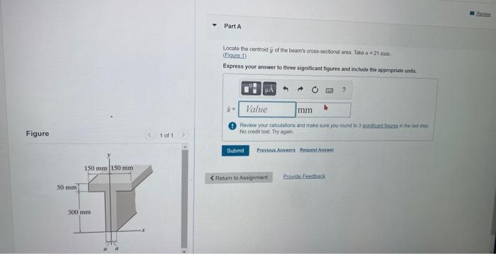 Figure 50 Mm 150 Mm 150 Mm 300 Mm 1 Of 1 Part A Locate The Centroid Y Of The Beam S Cross Sectional Area Take A 21 M 1