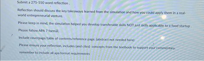 Submit A 275 550 Word Reflection Reflection Should Discuss The Key Takeaways Learned From The Simulation And How You Co 1