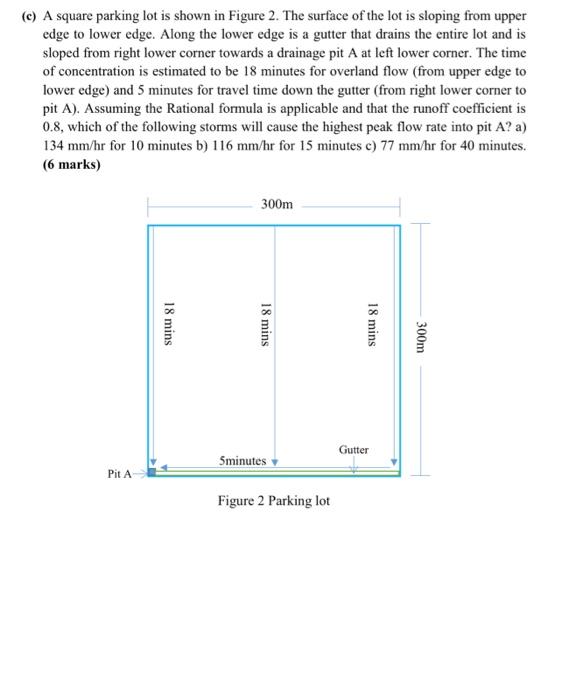 C A Square Parking Lot Is Shown In Figure 2 The Surface Of The Lot Is Sloping From Upper Edge To Lower Edge Along Th 1