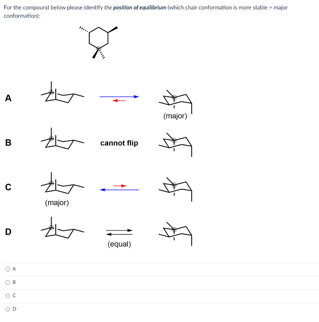 For The Compound Below Please Identify The Position Of Equilibrium Which Chair Conformation Is More Stable Major Conf 1