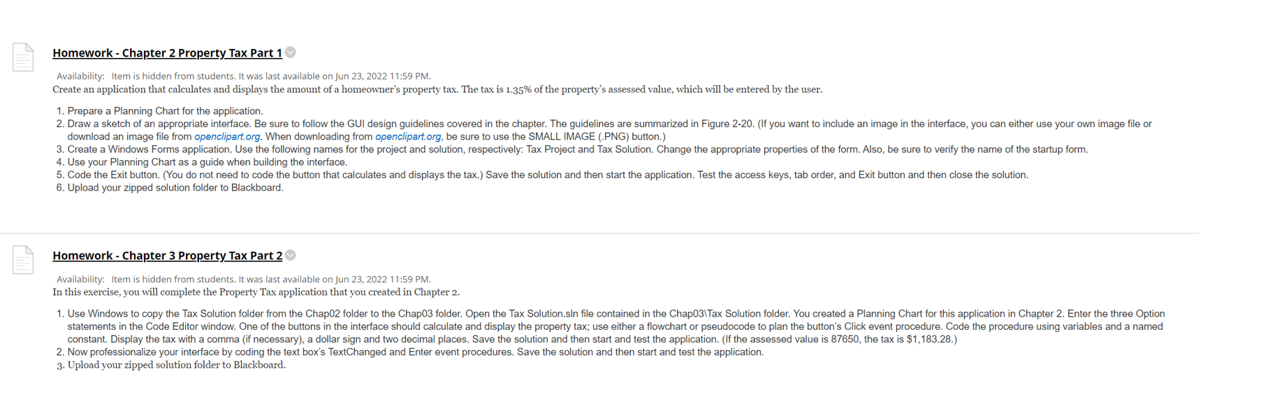 Homework Chapter 2 Property Tax Part 1 Availability Item Is Hidden From Students It Was Last Available On Jun 23 20 1