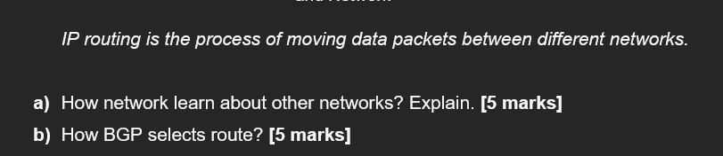 Ip Routing Is The Process Of Moving Data Packets Between Different Networks A How Network Learn About Other Networks 1
