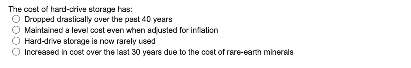 The Cost Of Hard Drive Storage Has Dropped Drastically Over The Past 40 Years Maintained A Level Cost Even When Adjuste 1