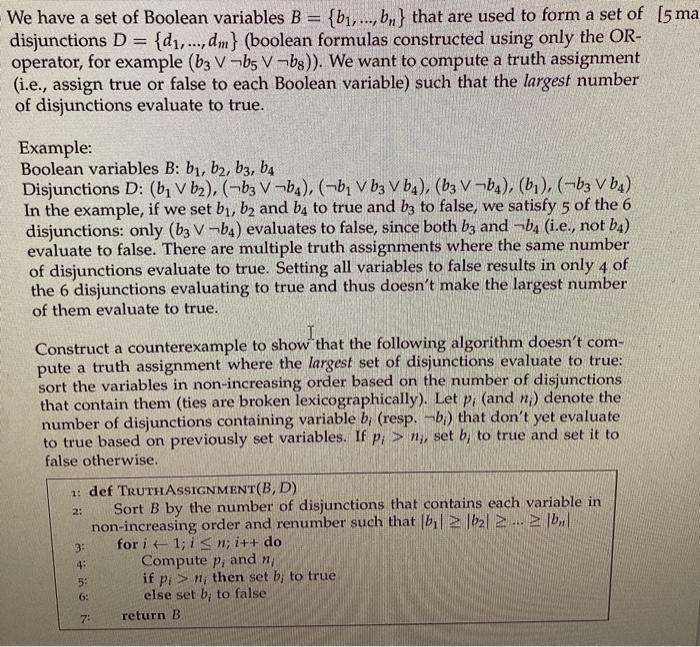 We Have A Set Of Boolean Variables B B Bn That Are Used To Form A Set Of 5 Ma Disjunctions D D Dm 1