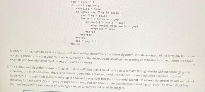 1 The Shell Sort Invented By Dr Donald Shell Is A Variation Of The Bubble Exchange Sort Instead Of Comparing Adjace 2