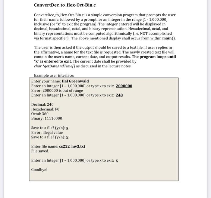 Convertdec To Hex Oct Bin C Convertdec To Hex Oct Bin C Is A Simple Conversion Program That Prompts The User For Their N 1