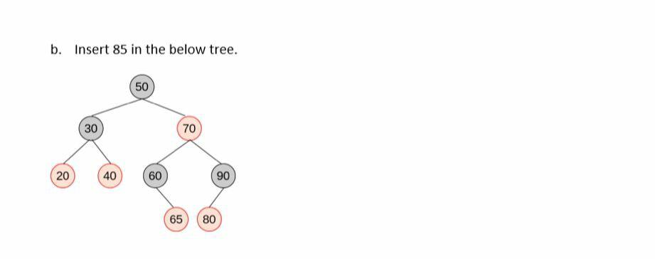 B Insert 85 In The Below Tree 20 30 40 50 60 65 70 80 90 1