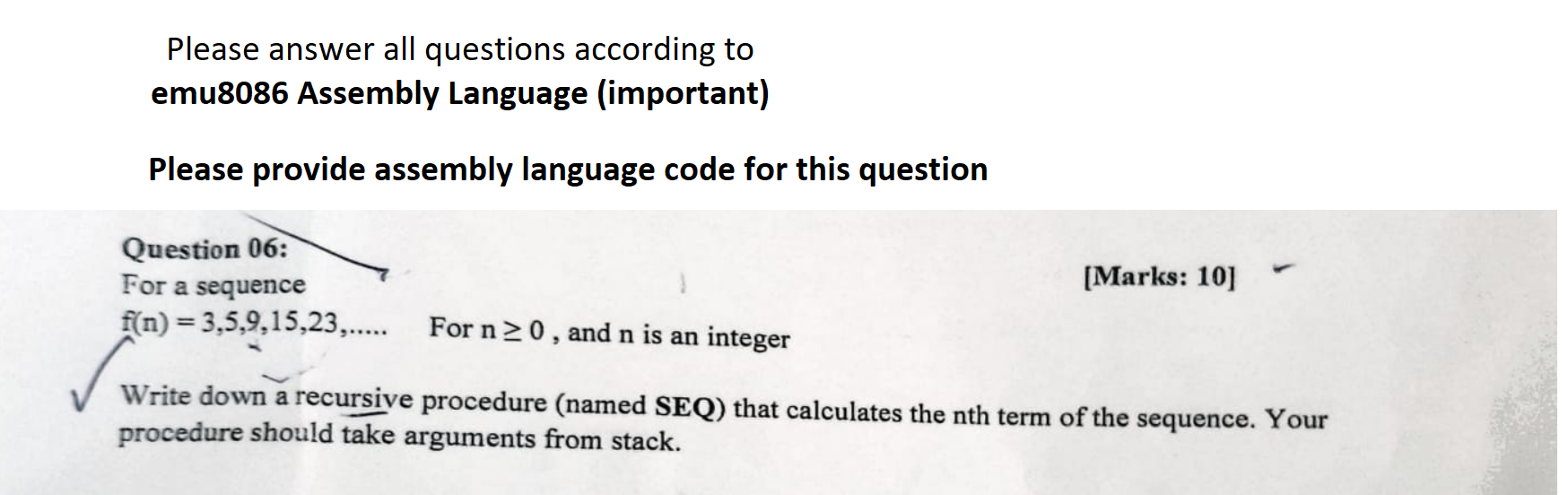 Please Answer All Questions According To Emu8086 Assembly Language Important Please Provide Assembly Language Code For 1