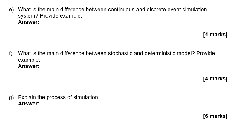 E What Is The Main Difference Between Continuous And Discrete Event Simulation System Provide Example Answer 4 Mark 1