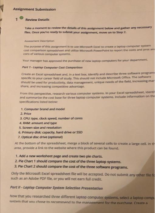 Assignment Submission Review Details Take A Moment To Review The Details Of This Assignment Below And Gather Any Necessa 1