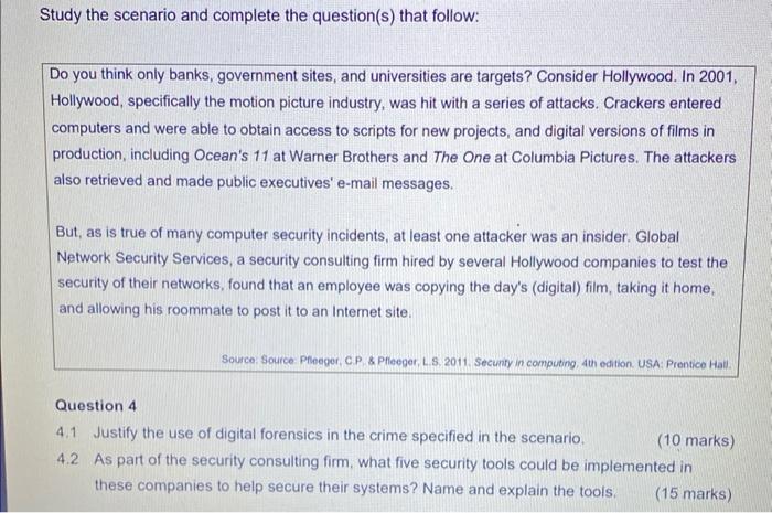 Study The Scenario And Complete The Question S That Follow Do You Think Only Banks Government Sites And Universities 1