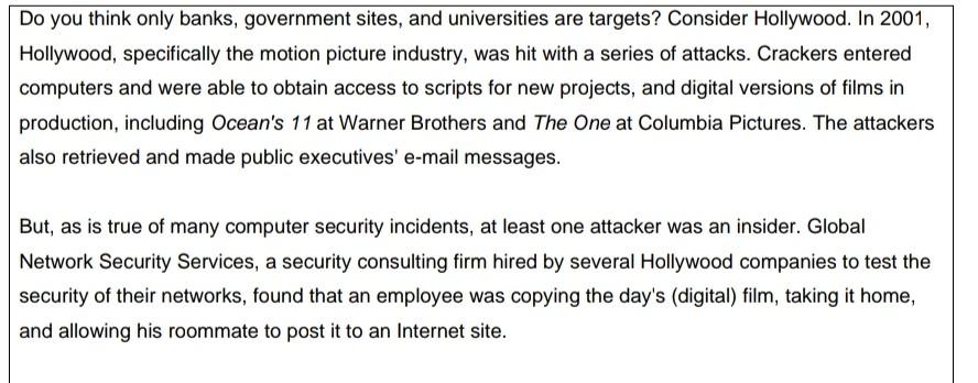 Do You Think Only Banks Government Sites And Universities Are Targets Consider Hollywood In 2001 Hollywood Specifi 1