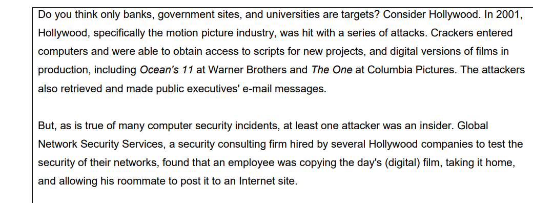 Do You Think Only Banks Government Sites And Universities Are Targets Consider Hollywood In 2001 Hollywood Specifi 1