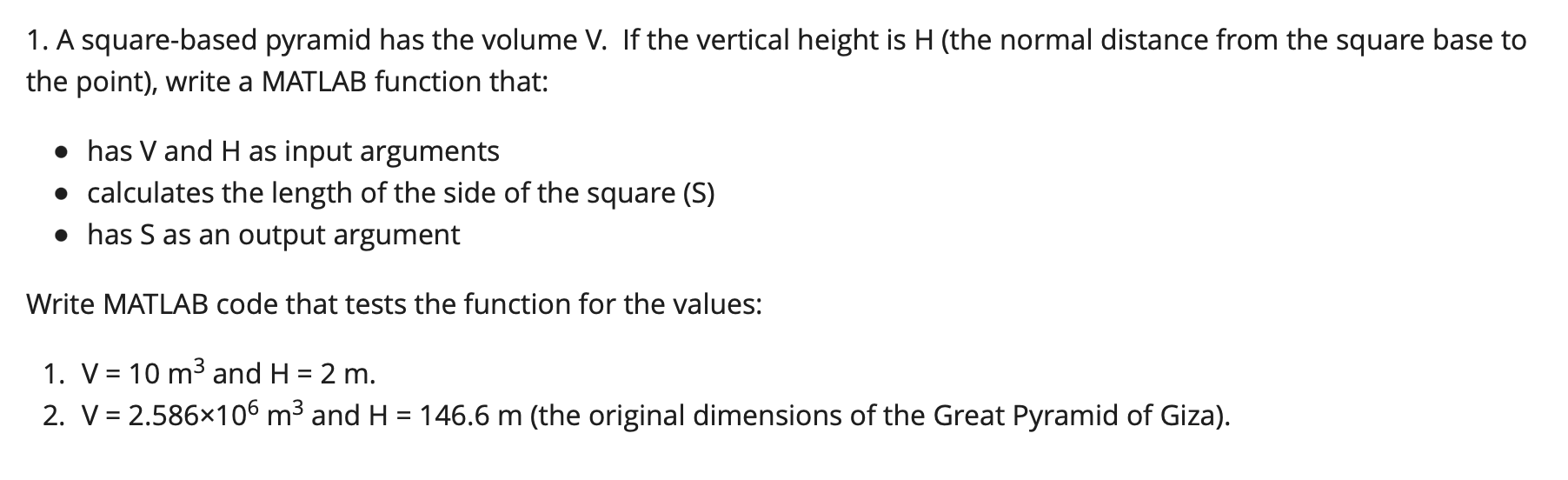 1 A Square Based Pyramid Has The Volume V If The Vertical Height Is H The Normal Distance From The Square Base To The 1
