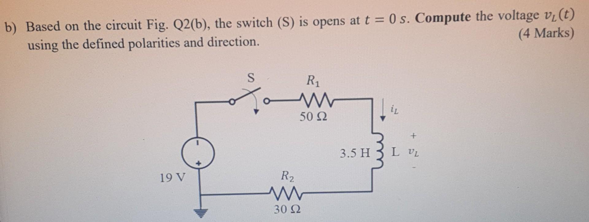 2 A For The Circuit Shown In Fig Q2 B Assuming The Switch Has Been Opened For A Very Long Time When The Switch Ope 2