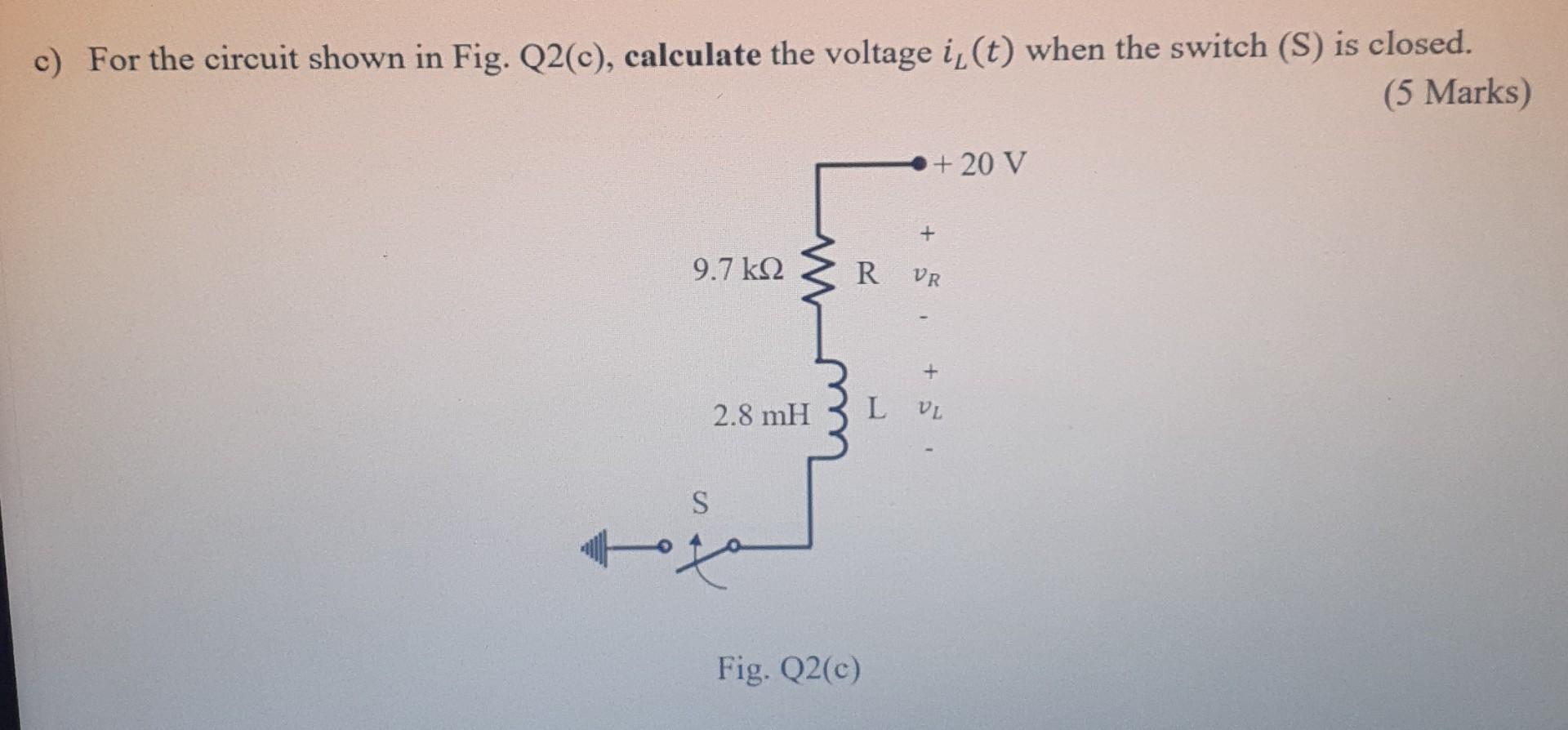 2 A For The Circuit Shown In Fig Q2 B Assuming The Switch Has Been Opened For A Very Long Time When The Switch Ope 3