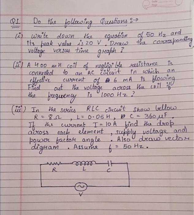 Do The Following Questions The I Write Down Its Peak Value Is 20 V Voltage Versus Time Graph Ql I A 400 Mx Coil 1