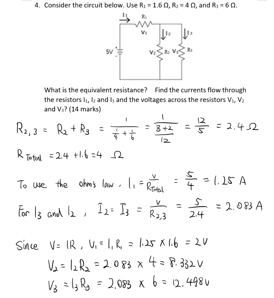 4 Consider The Circuit Below Use R 1 6 R 42 And R3 60 R W V R 3 R R3 R Total 2 4 1 6 4 5v Wh 1