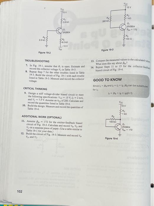 Experiment 19 Setting Up A Stable Q Point To Achieve A Stable Q Point Either Voltage Divider Bias Or Two Supply Emitter 2