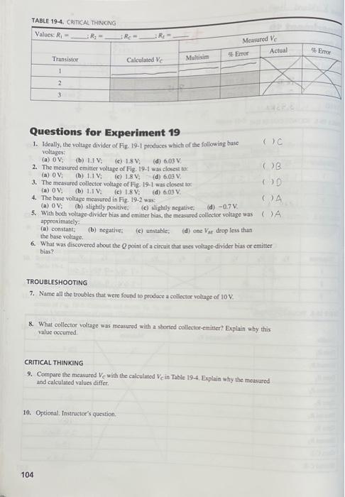 Experiment 19 Setting Up A Stable Q Point To Achieve A Stable Q Point Either Voltage Divider Bias Or Two Supply Emitter 4