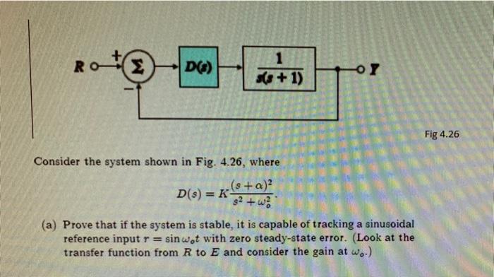 Ro D S 1 S S 1 Consider The System Shown In Fig 4 26 Where S A D S K W A Prove That If The System Is Stab 1