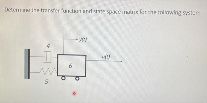 Determine The Transfer Function And State Space Matrix For The Following System L Ww 5 6 Y T U T 1