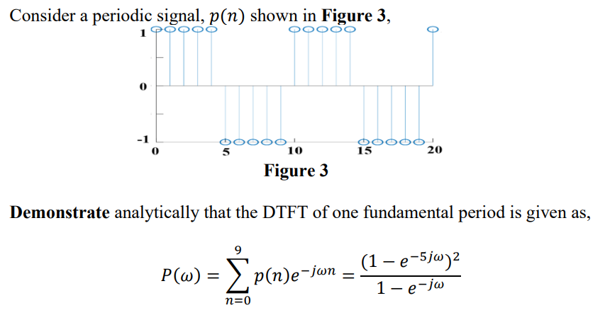 Consider A Periodic Signal P N Shown In Figure 3 0 1 0 5 000 9 10 Figure 3 Demonstrate Analytically That The Dtft Of 1