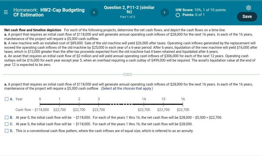 E Homework Hw2 Cap Budgeting Cf Estimation Question 1 Warm Up 11 2 Similar To Part 1 Of 4 Hw Score 10 1 Of 10 P 2