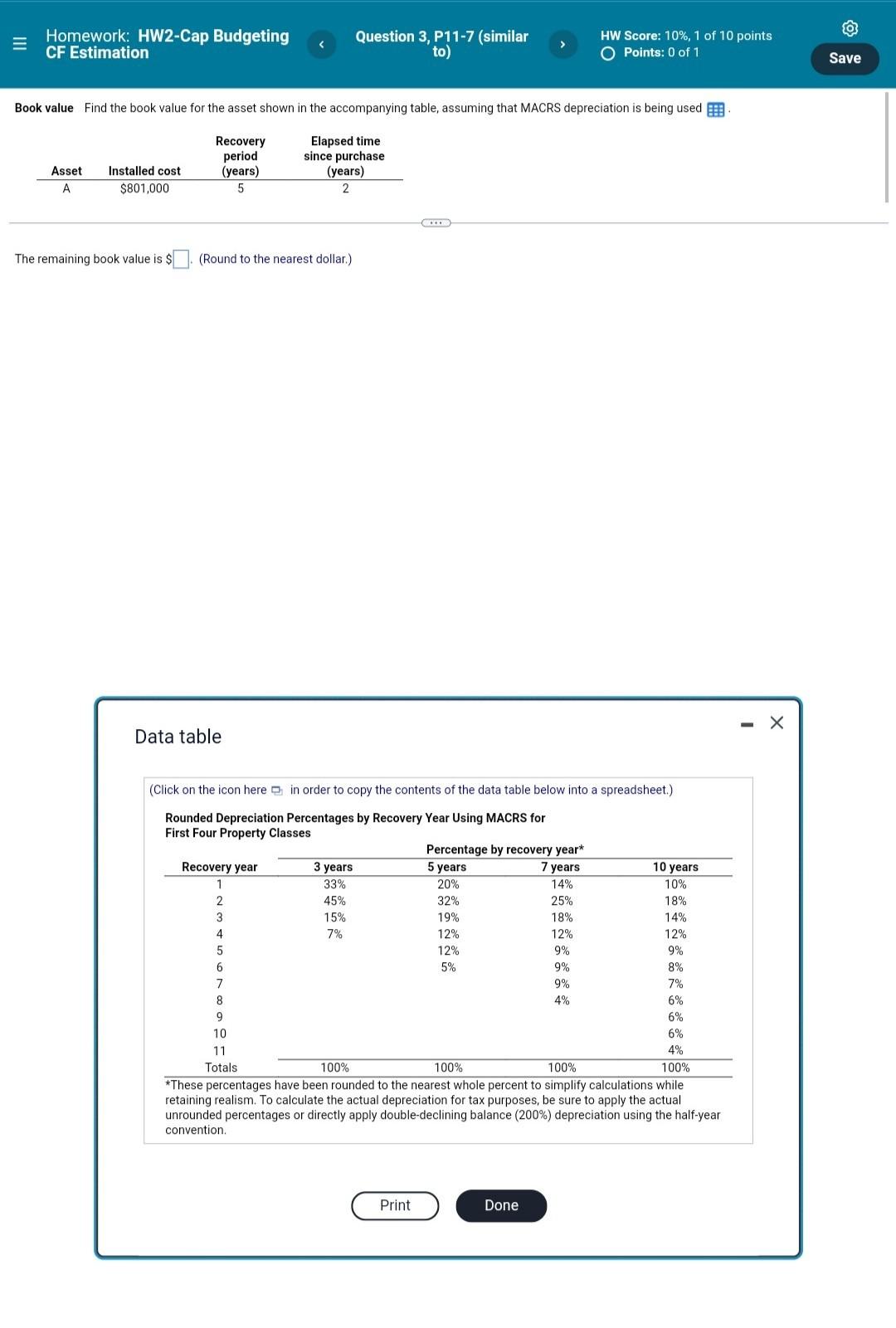 Homework Hw2 Cap Budgeting Cf Estimation Question 3 P11 7 Similar To Hw Score 10 1 Of 10 Points O Points 0 Of 3