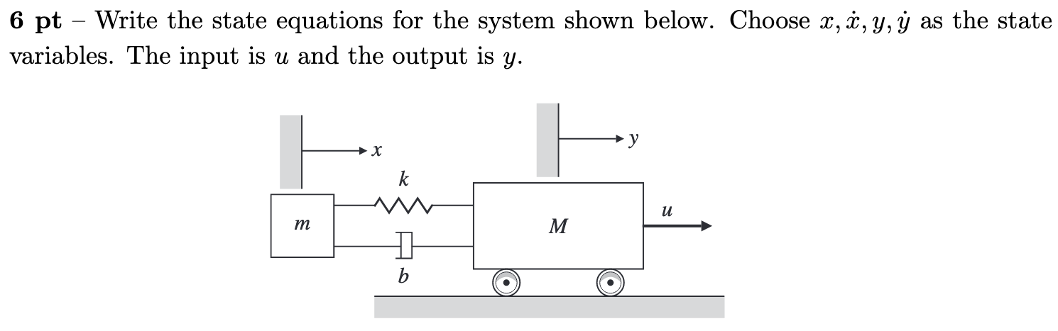 6 Pt Write The State Equations For The System Shown Below Choose X Y Y As The State Variables The Input Is U An 1