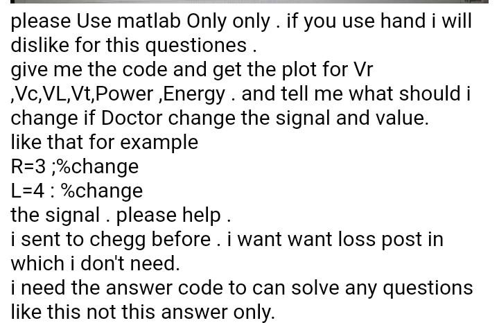 V 1 Ch Write A General Matlab Code To Plot The Following Waveforms V 1 V And Vc 1 V 1 Total Voltage 2