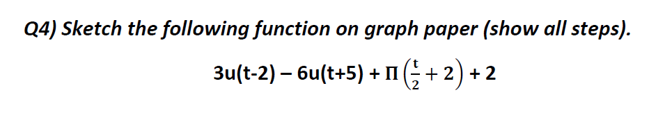 Q4 Sketch The Following Function On Graph Paper Show All Steps 3u T 2 6u T 5 Ii 2 2 1